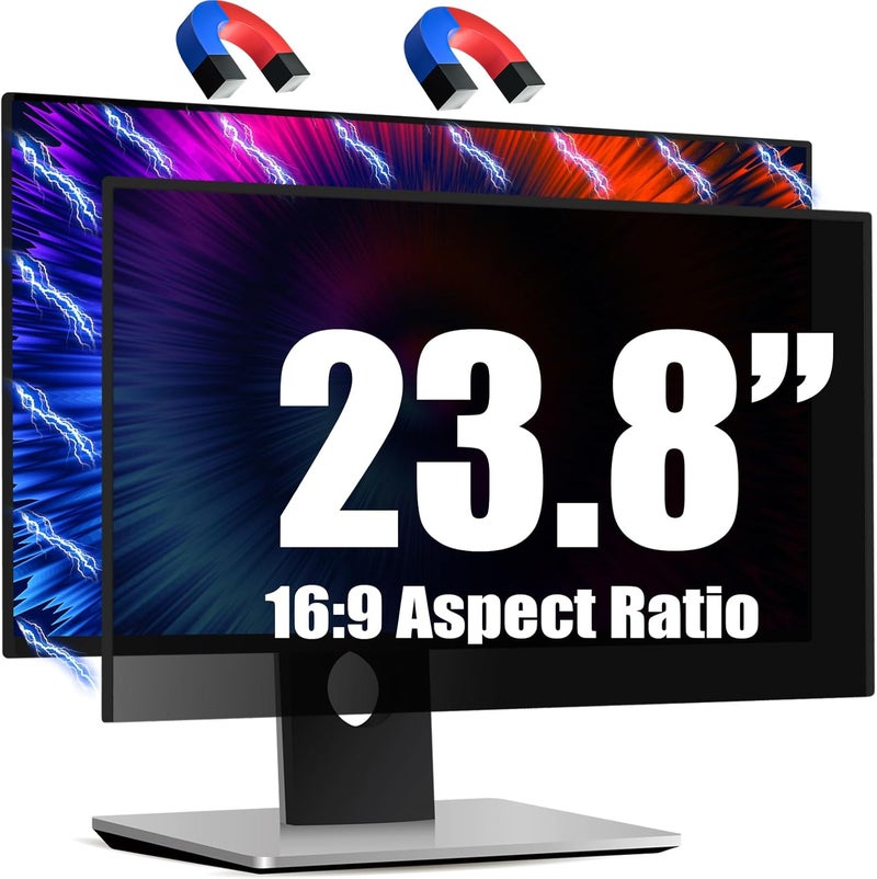 JEEETINTX Magnetic Invisible Hidden Design Computer Privacy Screen Filter 23.8 Inch for Frameless Monitor 16:9 Aspect Ratio, Removable Anti Glare Blue Light Protector, Double Sided Reversible Eye Care Film - Image 1